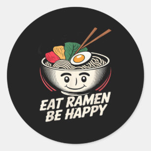 Pegatina Redonda Camiseta Ramen Kawaii Divertido Estilo Anime Japon