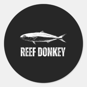 Pegatina Redonda Camiseta Reef Donkey Amberjack Pesca en Alta Mar D