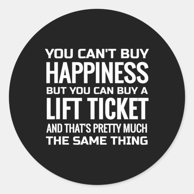 Pegatina Redonda Camiseta Regalo De Esquí Y Camisa De Snowboard (Anverso)