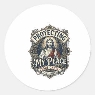 Pegatina Redonda Camiseta Respeto Propio Límites Jesús Fe Basada De