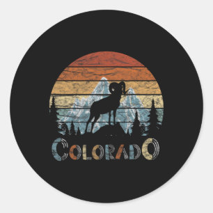 Pegatina Redonda Camiseta Retro de Colorado Rocky Mountains Esqui C