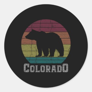 Pegatina Redonda Camiseta Retro de las Montañas Rocosas de Colorado