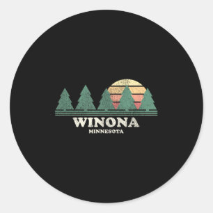 Pegatina Redonda Camiseta Retro Diseño Vintage Winona Mn Años 70