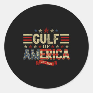 Pegatina Redonda Camiseta Retro Gulf Of America Est 2025 Vintage Us