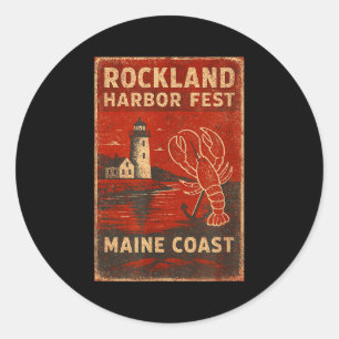 Pegatina Redonda camiseta Rockland harbor fest langosta faro princi