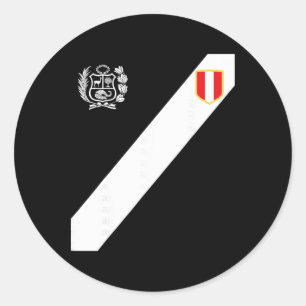 Pegatina Redonda Camiseta Roja Perú Escudo Bandera Peruana Fútbol R