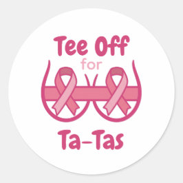 Pegatina Redonda Camiseta rosa de conciencia sobre el cáncer Ta-Tas