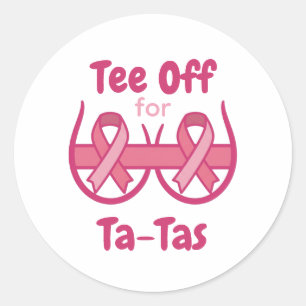 Pegatina Redonda Camiseta rosa de conciencia sobre el cáncer Ta-Tas