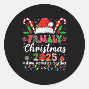 Pegatina Redonda Camiseta Santa a juego para Navidad familiar 2025 