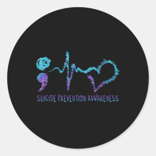 Pegatina Redonda Camiseta Semana de Concientización sobre Prevenció