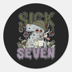 Pegatina Redonda Camiseta Sick Seven Meme 67 Seis Siete Juego de Pa
