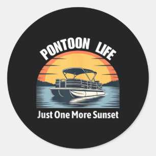 Pegatina Redonda Camiseta sin mangas Pontoon Life One More Sunset L