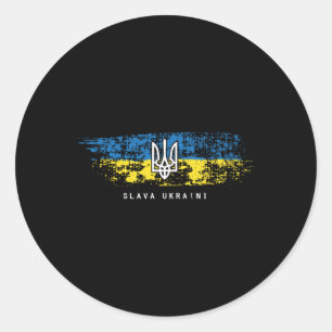 Pegatina Redonda Camiseta Slava Ukraini Bandera Ucraniana Ucrania T