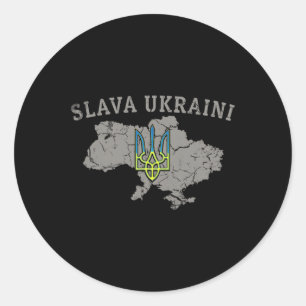 Pegatina Redonda Camiseta Slava Ukraini Ucrania Militar Tridente Uc