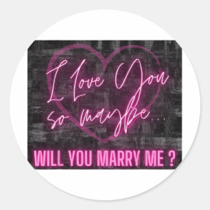 Pegatina Redonda Camiseta Sorpresa de Amor para Pedir Matrimonio a 