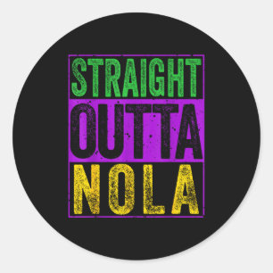 Pegatina Redonda Camiseta Straight Outta Nola Divertida Nueva Orlea