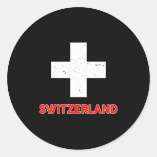 Pegatina Redonda Camiseta suiza para niños pequeños bandera de Suiz
