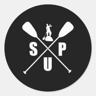 Pegatina Redonda Camiseta Sup Stand Up Paddle Boarding Tee Surf Boa