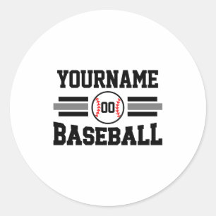 Pegatina Redonda Camiseta T Personalizada Retro Jugador de Béisbol 