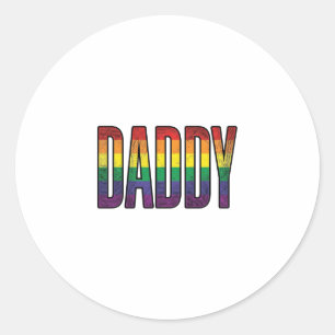 Pegatina Redonda Camiseta T-Shirt tipografía Orgullo Daddy Arcoíris