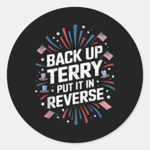 Pegatina Redonda Camiseta Terry Back Up Poner En Marcha atrás Diver