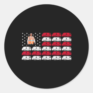 Pegatina Redonda Camiseta Trabajador Camión Basura Presidente Trump