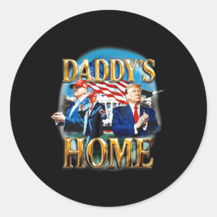Pegatina Redonda Camiseta Trump Daddy's Home Daddy de América 