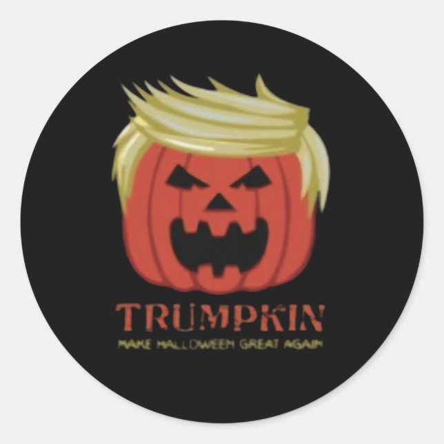 Pegatina Redonda Camiseta, Trumpkin, Merch de Halloween (Anverso)