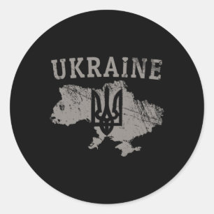 Pegatina Redonda Camiseta Ucrania Zelensky Ucraniano Tryzub Patriót
