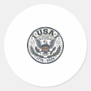 Pegatina Redonda Camiseta USA 250 años de libertad águila vintage i
