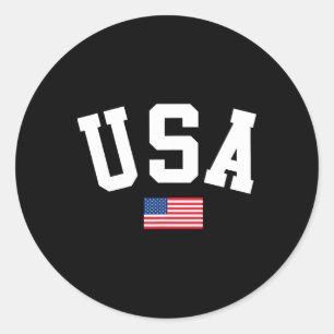 Pegatina Redonda Camiseta Usa Hombres Mujeres Niños Bandera America