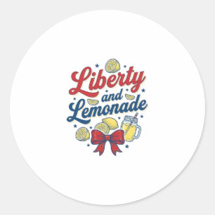 Pegatina Redonda Camiseta vectorial de limón patriótico Libertad y 