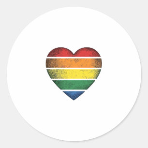 Pegatina Redonda Camiseta Vectorial de Orgullo de Corazón Arcoíris 