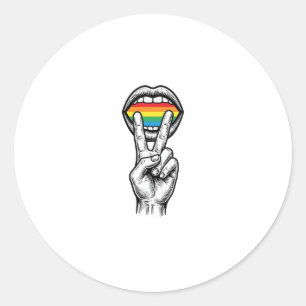 Pegatina Redonda Camiseta Vectorial de Orgullo de Mano de Paz Arcoí