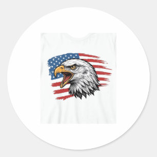 Pegatina Redonda Camiseta Vectorial Patriótica Bandera de Águila Vi