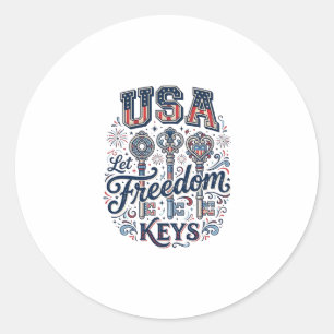 Pegatina Redonda Camiseta vectorial patriótica USA Deja libertad ll