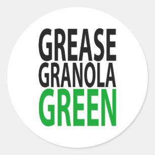 Pegatina Redonda Camiseta verde de granola grasa