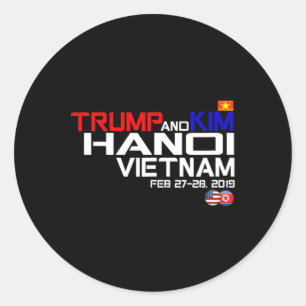 Pegatina Redonda Camiseta Vietnam Suummit Kim y Trump