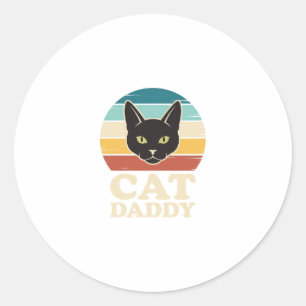 Pegatina Redonda Camiseta Vintage Cat Daddy Black Cat Retro Sunset