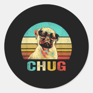 Pegatina Redonda Camiseta Vintage Chug Perro Atardecer