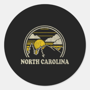 Pegatina Redonda Camiseta vintage de Carolina del Norte Nc Montañas