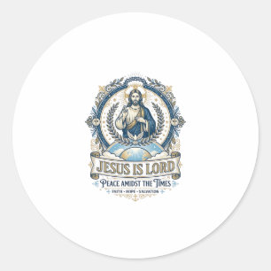 Pegatina Redonda Camiseta Vintage Escatología Profecía Jesús Cristi