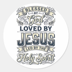 Pegatina Redonda Camiseta Vintage Espíritu Santo Jesús Bendecido Po