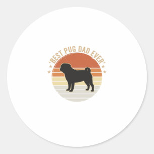 Pegatina Redonda Camiseta Vintage Mejor Papá Pug Amante de Perros D