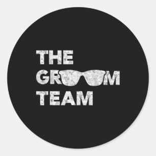 Pegatina Redonda Camiseta vintage para equipo del novio en despedid