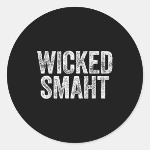 Pegatina Redonda Camiseta Wicked Smaht Boston Machusetts
