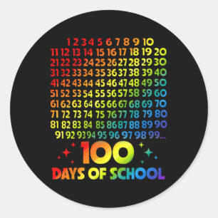 Pegatina Redonda Camisetas 100 Días De Colegio Profesor Niños Matem