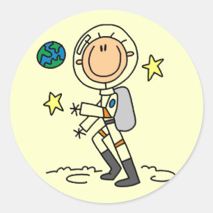 Pegatina Redonda Camisetas básicas de astronautas y regalos