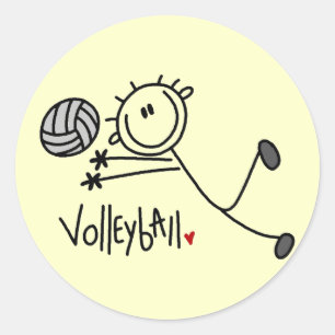 Pegatina Redonda Camisetas básicas de voleibol con figuras de palit
