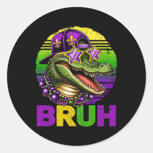 Pegatina Redonda Camisetas Bruh Mardi Gras de Viña